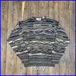 Florence Tricot Jumper Knit Vintage Knitted Cosby Sweater, Grey, Mens Medium