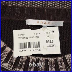 Fradi NWOT Crew Neck Sweater Size M In Shades Of Brown Cable Knit Wool