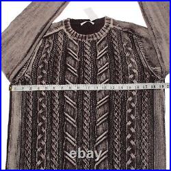 Fradi NWOT Crew Neck Sweater Size M In Shades Of Brown Cable Knit Wool