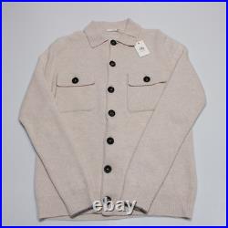 Fradi NWT Button Up Collared Cardigan Sweater Size M in Beige 100% Wool