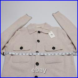 Fradi NWT Button Up Collared Cardigan Sweater Size M in Beige 100% Wool