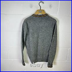Fred Perry Jumper Mens Medium Grey Jc Rennie Lambswool Knit Mods Sweater Casuals