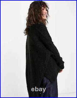 Free People Blue Bell Sweater Jumper Size M In Black V Neck Super Soft RRP128$