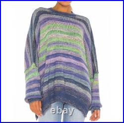 Free People Easy Street Space Dye Striped Tunic Oversized Sweater Medium Blue