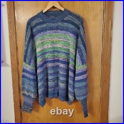 Free People Easy Street Space Dye Striped Tunic Oversized Sweater Medium Blue