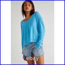Free People Harmony Cashmere V Sweater in Grecian Sea (M)