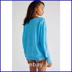 Free People Harmony Cashmere V Sweater in Grecian Sea (M)