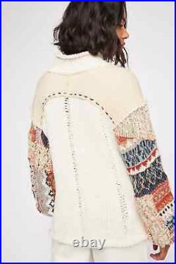 Free People Mixed And Mended Oversized Sweater, Ivory, Medium, RRP $298