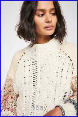 Free People Mixed And Mended Oversized Sweater, Ivory, Medium, RRP $298