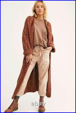 Free People NWT Keep In Touch Maxi Cardigan Sweater Copper Cardi NEW