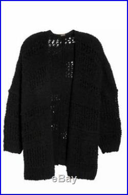 Free People NWT Medium Large M/L Saturday Morning Cardi Sweater Top NEW Black