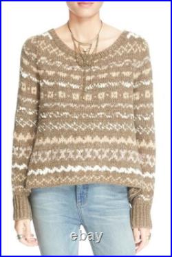 Free People'Through the Storm' Pullover Sweater Women Taupe size Medium