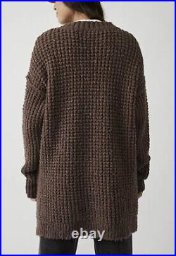 Free People Whistle Slouchy Thermal Henley Sweater Brown Size Medium