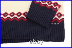 GANT Holiday Fair Isle Crew Neck Men's Sweater XL Cream Lambswool