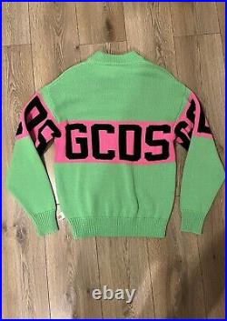 GCDS Carded Sweater Pullover in Green and Pink