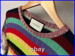 GUCCI Cashmere/Wool SWEATER Women's MEDIUM Striped Rainbow Made In Italy 2015 GUCCI Cashmere/Wool SWEATER Women's MEDIUM Striped Rainbow Made In Italy 2015