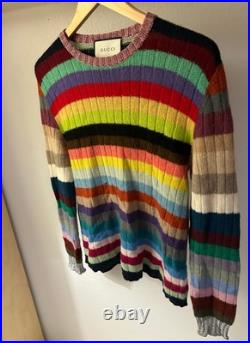 GUCCI Cashmere/Wool SWEATER Women's MEDIUM Striped Rainbow Made In Italy 2015 GUCCI Cashmere/Wool SWEATER Women's MEDIUM Striped Rainbow Made In Italy 2015