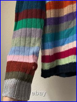 GUCCI Cashmere/Wool SWEATER Women's MEDIUM Striped Rainbow Made In Italy 2015