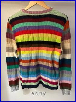 GUCCI Cashmere/Wool SWEATER Women's MEDIUM Striped Rainbow Made In Italy 2015