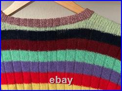 GUCCI Cashmere/Wool SWEATER Women's MEDIUM Striped Rainbow Made In Italy 2015