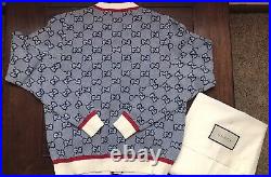 GUCCI Sweater Cardigan Wool Cotton GG Logo size M