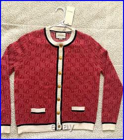 GUCCI Sweater Cardigan Wool GG Logo size M 100% Authentic