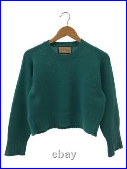 GUCCI knit sweater jumper with fur thick medium wool green plain 678448 Used