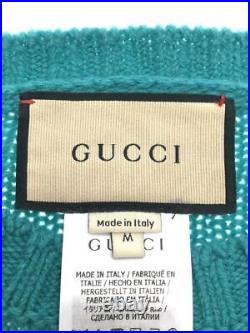 GUCCI knit sweater jumper with fur thick medium wool green plain 678448 Used