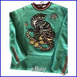 GUCCI rare embellished applique tiger sweater M