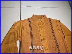 Gama Creations Sweater Men's Medium Gold Yellow Button Cardigan 70's Grandpa VTG