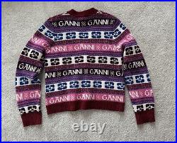 Ganni Wool Cardigan Red/Pink Medium New Without Tags