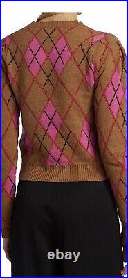 Ganni harlequin argyle wool-blend jaquard sweater beige size M NEW