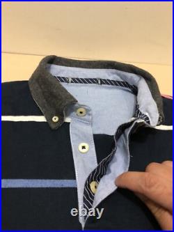 Gant Men Sweater Jumper Size Medium Large Colorful Horizontal Stripe Dark Blue