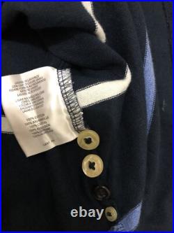 Gant Men Sweater Jumper Size Medium Large Colorful Horizontal Stripe Dark Blue