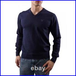 Gant Men's Lightweight Cotton V-Neck Sweater, Navy
