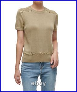 Genuine Lauren Ralph Lauren Womens Cotton Blend Short Sleeve Sweater Beige