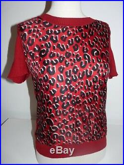 Genuine Louis Vuitton Stephen Sprouse Red Wool Silk Animal Print Short Sleeves