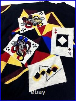 Gianni Versace Vintage'90 Playing Card Sweater Men Knit Casino Poker Ace Italy