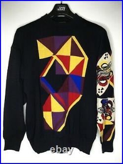 Gianni Versace Vintage'90 Playing Card Sweater Men Knit Casino Poker Ace Italy