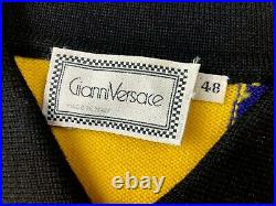 Gianni Versace Vintage'91 Pop Art Sweater Men Polo Knit Asymmetry Geometry