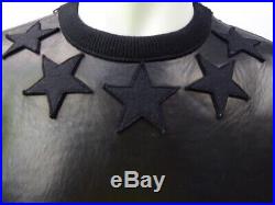 Givenchy Men's Black Stars Leather Oversized Jumper Sweater Top Size XS
