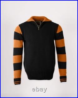 Goldtop Retro 1920s Style Black / Orange Motorcycle Track Team Racing Sweater