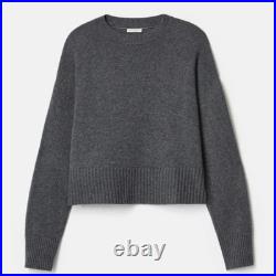 Gray Cashmere Crewneck Cropped Sweater Size M