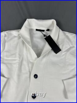 Greyson Lake Fleece Cardigan Sweater Medium White Cotton Polyester NWT MSRP $268