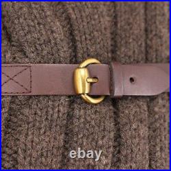 Gucci Brown Camel Knit Poncho Turtleneck Sweater size M Medium Gold Front Buckle