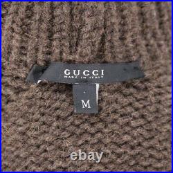 Gucci Brown Camel Knit Poncho Turtleneck Sweater size M Medium Gold Front Buckle
