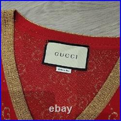 Gucci GG Red V-Neck Sweater Size M