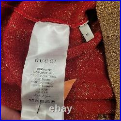 Gucci GG Red V-Neck Sweater Size M