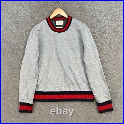 Gucci Jumper Mens Medium grey Sweater Pullover 408239 X6457 Knit Trim A4302