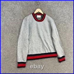 Gucci Jumper Mens Medium grey Sweater Pullover 408239 X6457 Knit Trim A4302